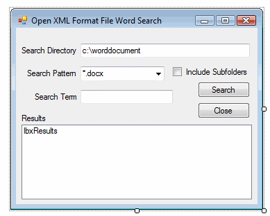 KeywordSearch form