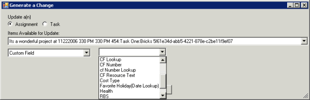 Generating an assignment custom field change