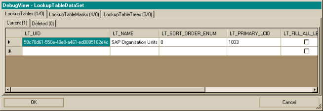 Using Debug View to examine DataSet values