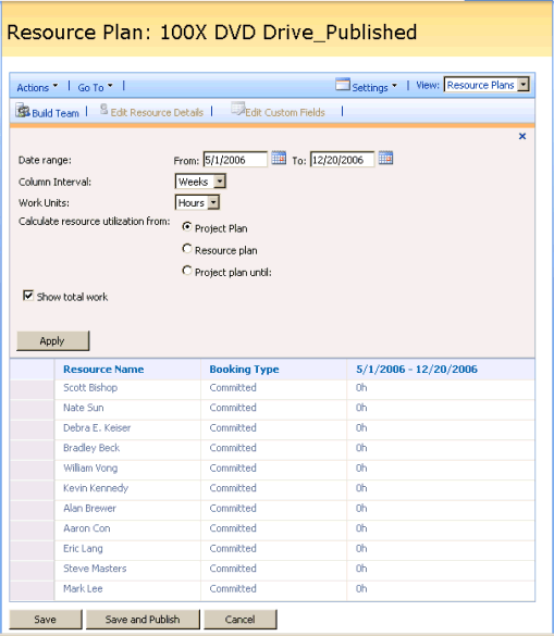 Resource Plan in Project Web Access