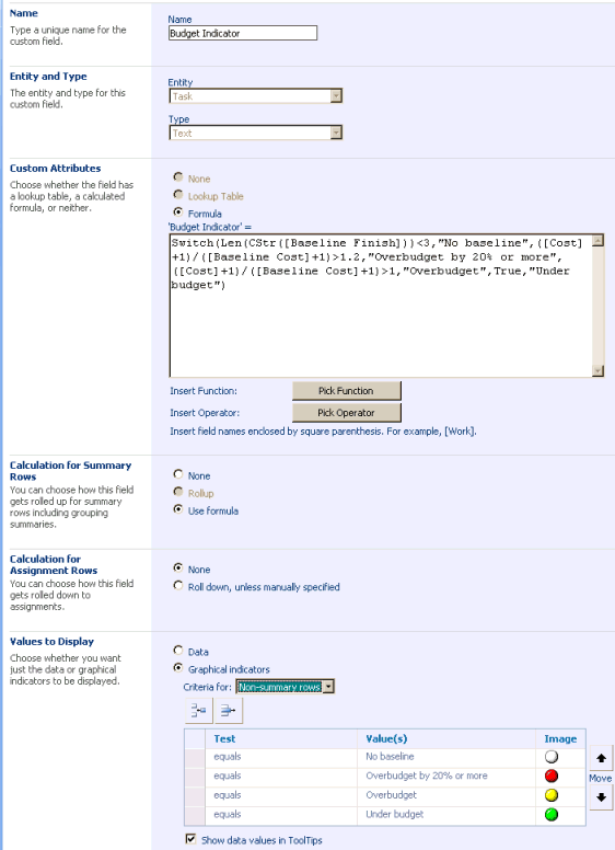 Creating custom field formulas