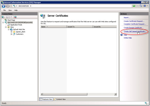 Creating a self-signed certificate