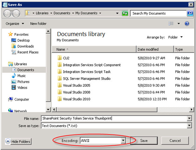 Saving the thumbprint with ANSI encoding