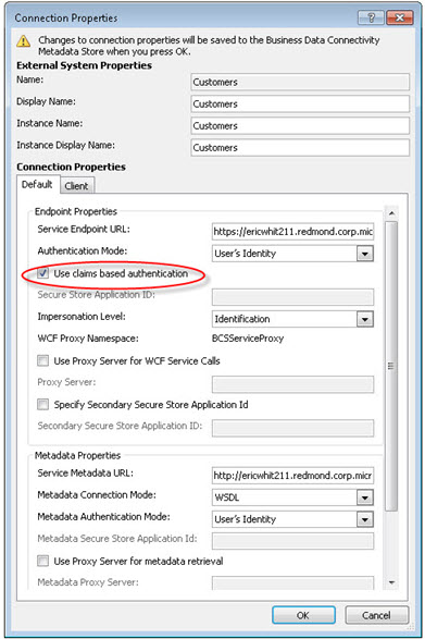 Connections Properties dialog box