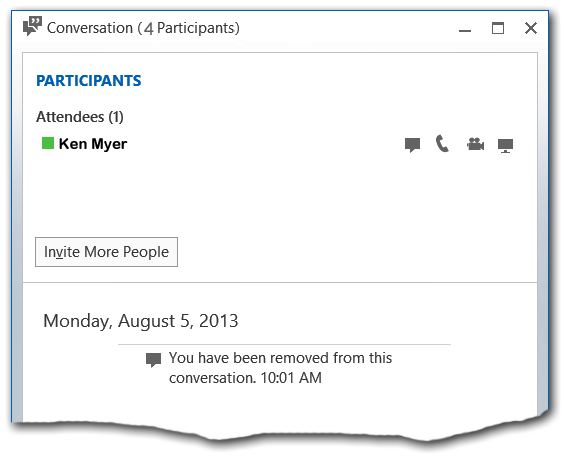 Screen shot of Lync call conferencing window
