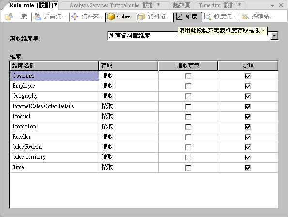 角色設計師的維度索引標籤