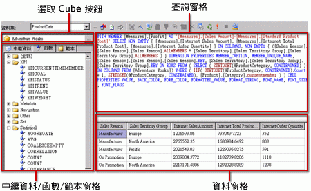 Analysis Services MDX 查詢設計師，查詢檢視