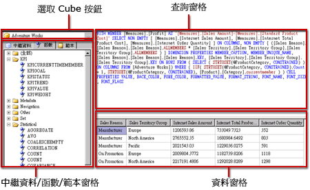 Analysis Services MDX 查詢設計工具，查詢檢視