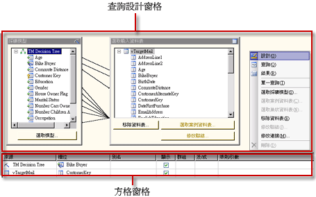 Analysis Services DMX 查詢設計工具，設計檢視