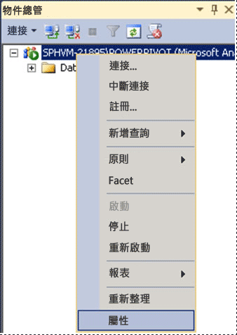 檢視 SSAS 伺服器的屬性