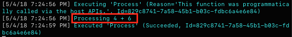 Terminal output showing addition request