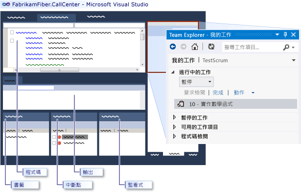 暫停工作項目時受到影響的窗格。