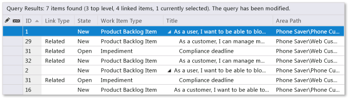 Direct links query results