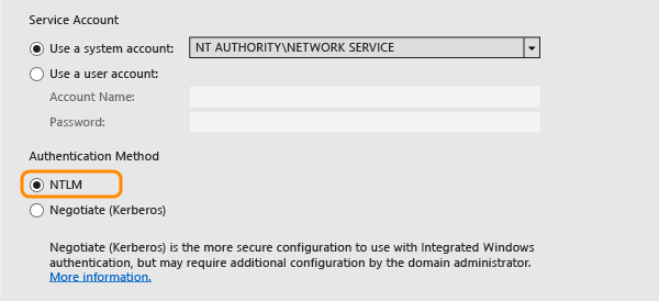 Specify authentaication