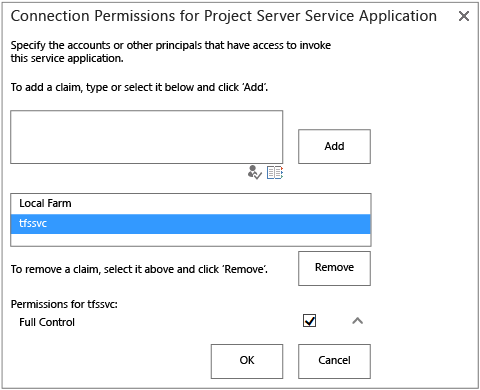 Connection permissions full control