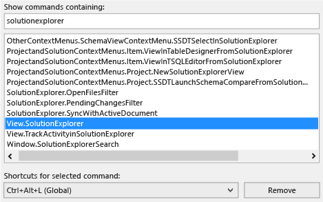 View a shortcut for a specified command