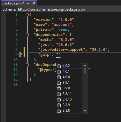 Select npm package version