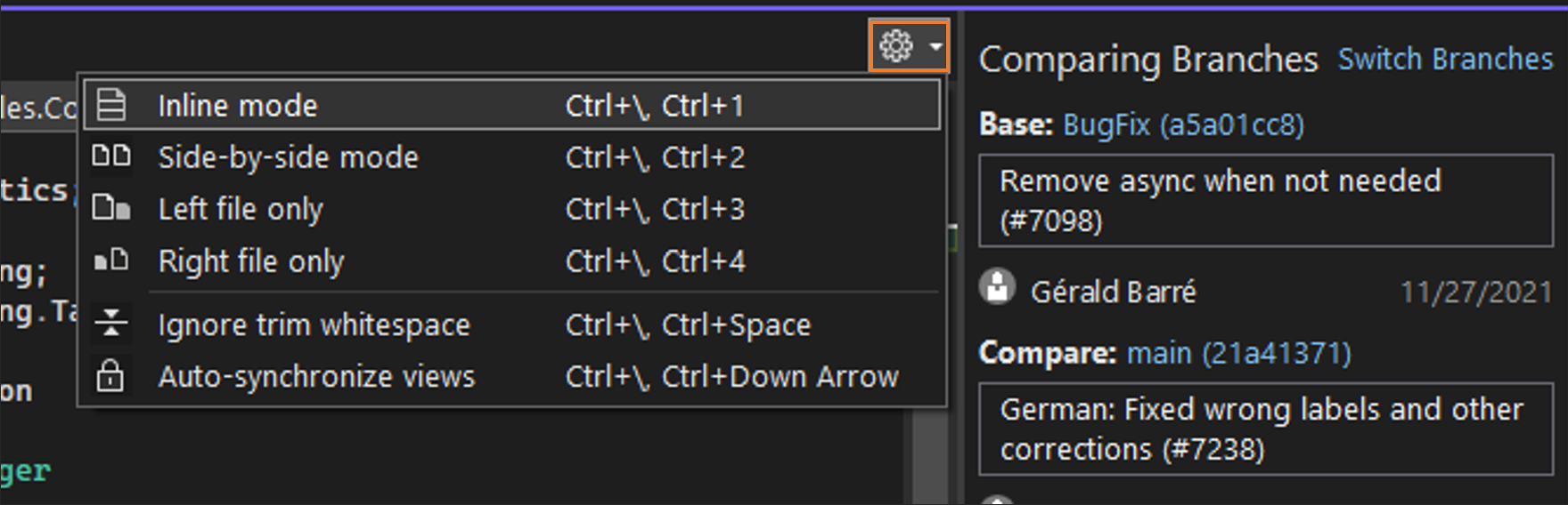 Diff configuration options