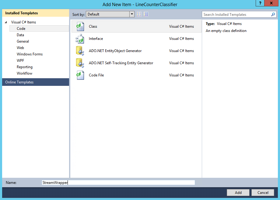 visual studio 2010 add new item dialog