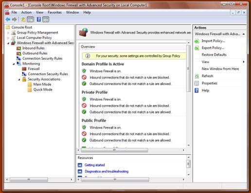 windows firewall with advanced security mmc snap-in 