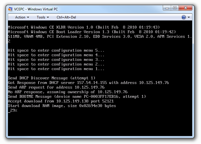 Virtual PC Console Download Status