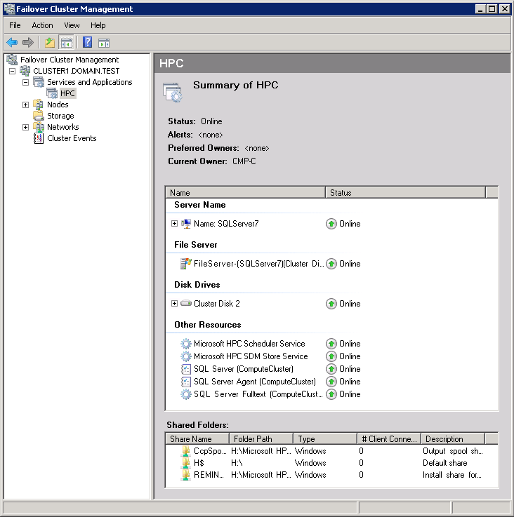 Failover cluster with HPC Pack 2008 installed