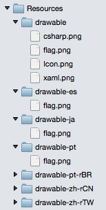多個可繪製資料夾的螢幕快照，每個資料夾都包含一或多個當地語系化.png檔案