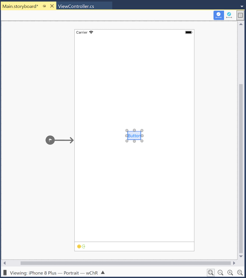 A view controller containing a button