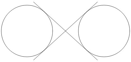 兩個圓圈與正切線