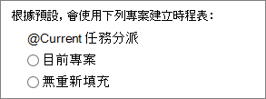 預設時程表建立模式。