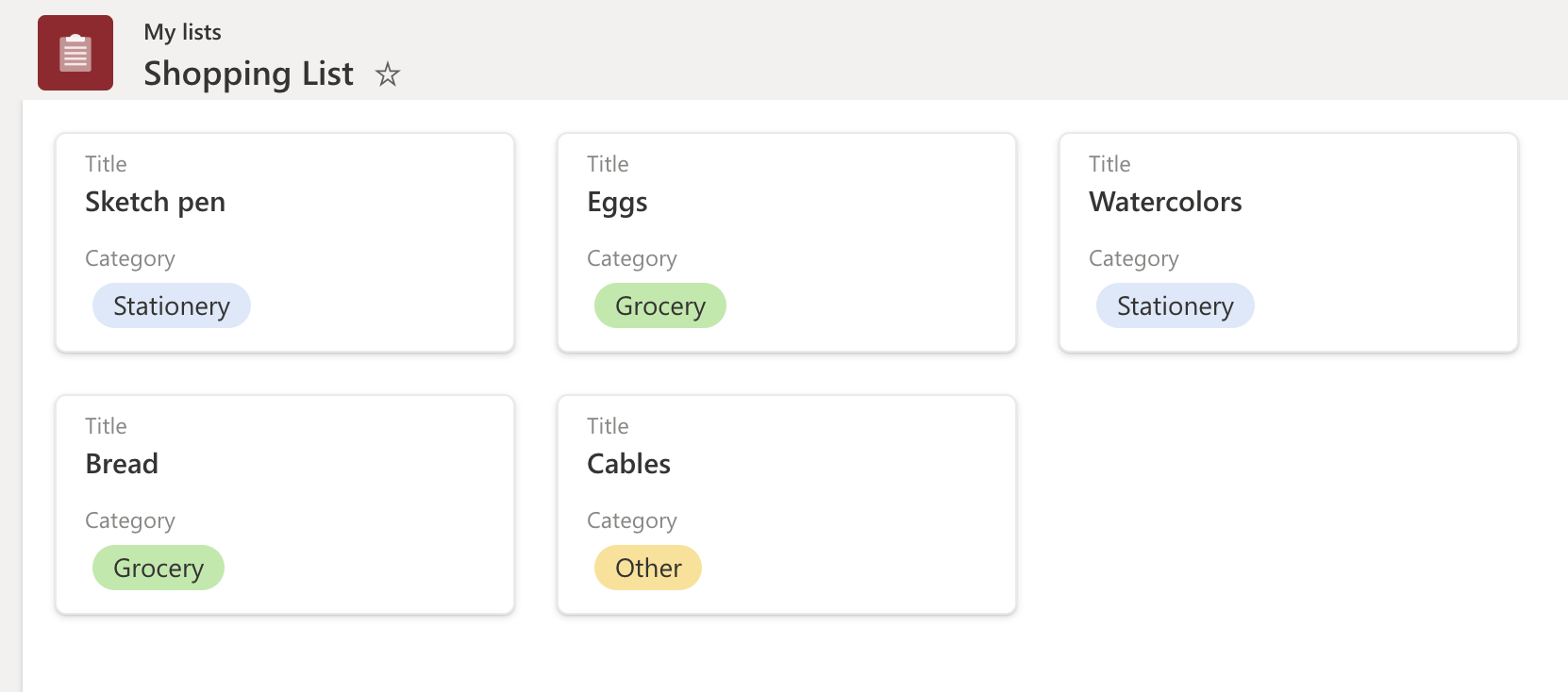 Gallery layout referring Category column