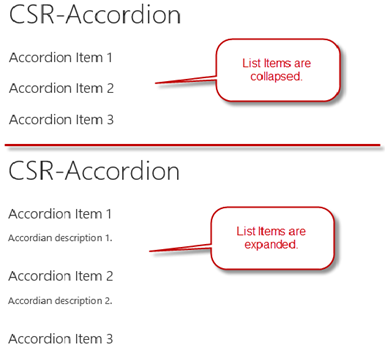 Collapsed and expanded list item views