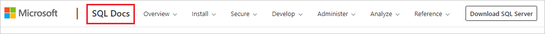螢幕擷取畫面：SQL Docs 標題中功能表選項。