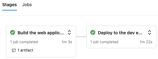 A screenshot of Azure Pipelines showing the completed stages.