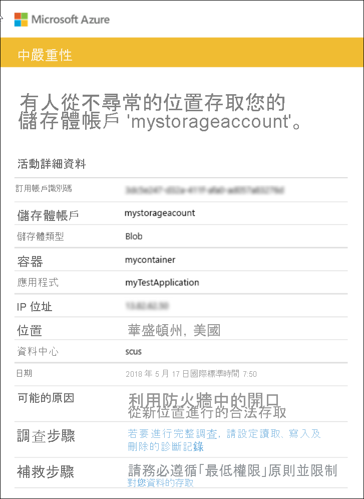 螢幕擷取畫面顯示適用於安全性的 Microsoft Defender 中的安全性異常。