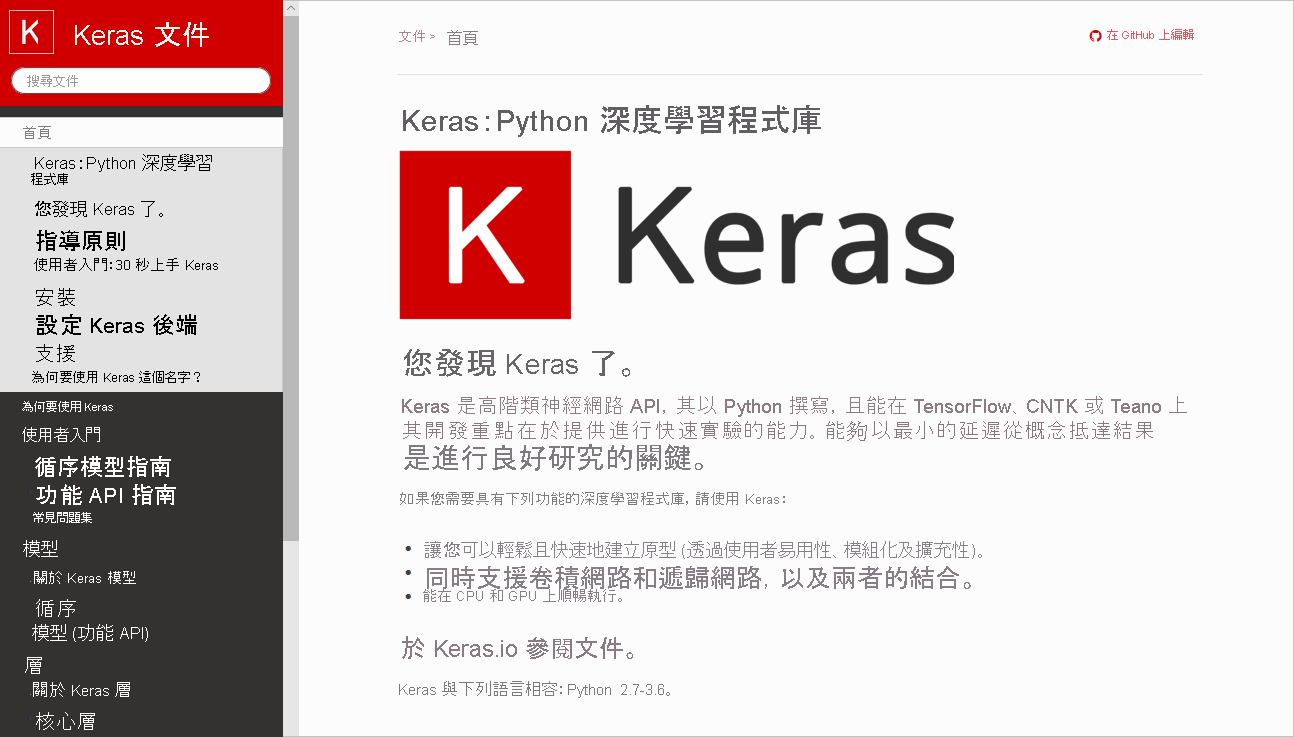 Keras 文件。