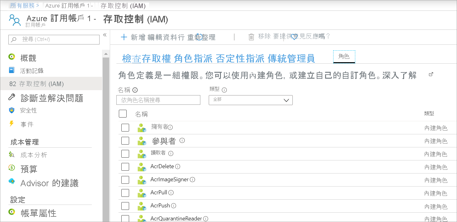 Screenshot that how to get to Access control (IAM) and Roles.