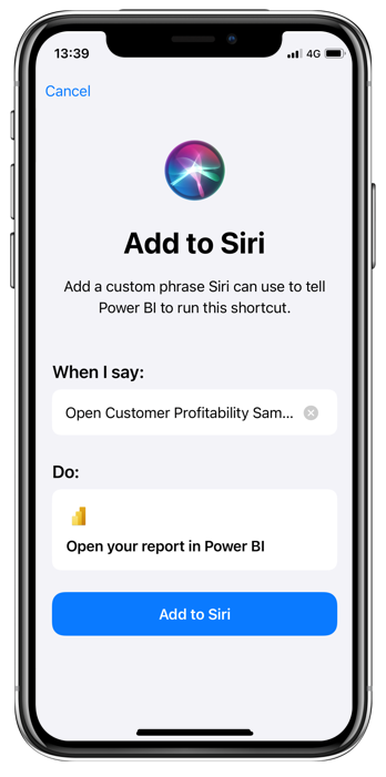 顯示如何使用添加到 Siri 頁面添加短語的螢幕截圖。