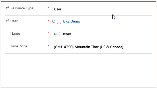 Screenshot showing the bookable resource fields.