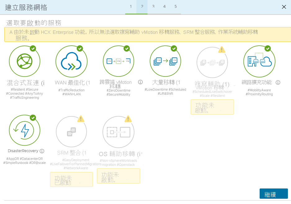 Screenshot of where to review the services enabled for Azure VMware Solution.