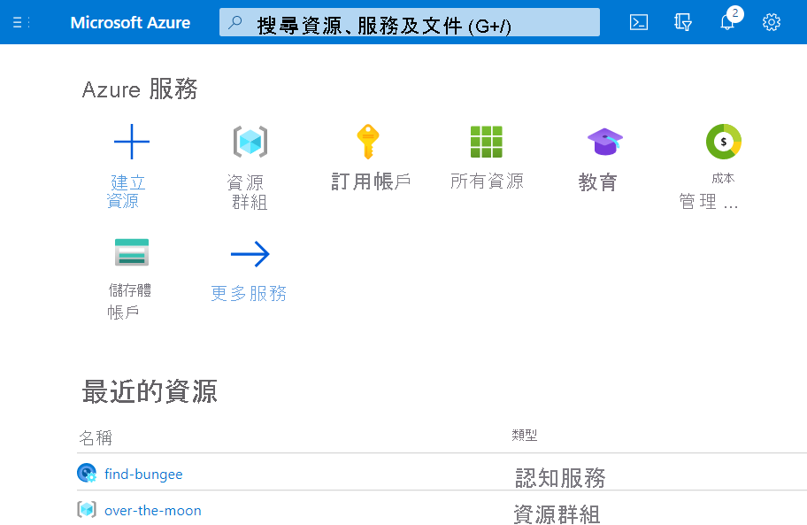 具有資源群組與自訂視覺資源的 Azure 入口網站螢幕擷取畫面。