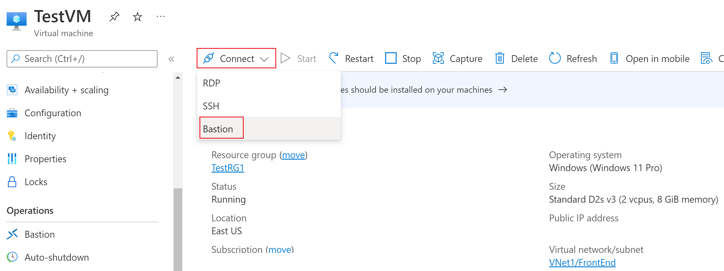 Connect for Bastion 的螢幕擷取畫面。