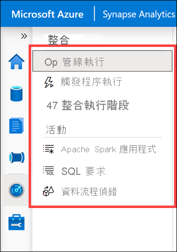 Azure Synapse Studio 中的監視中樞