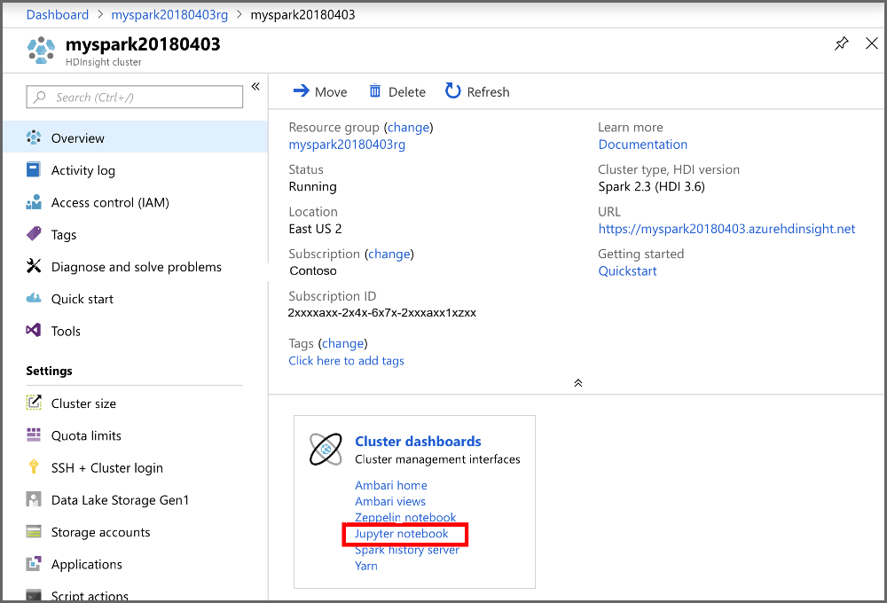 在 Azure 入口網站中選取您的 Jupyter Notebook