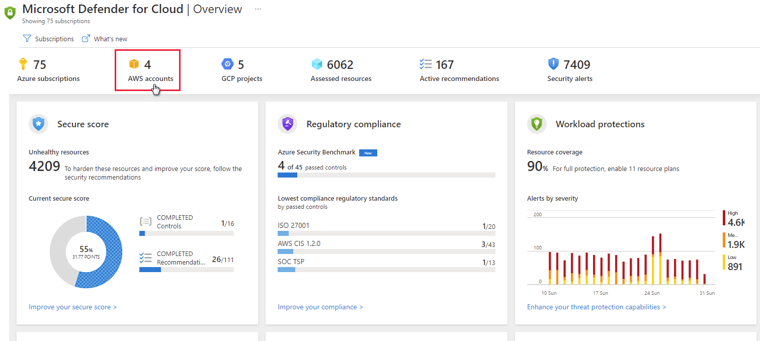 Screenshot of the A W S account overview settings.