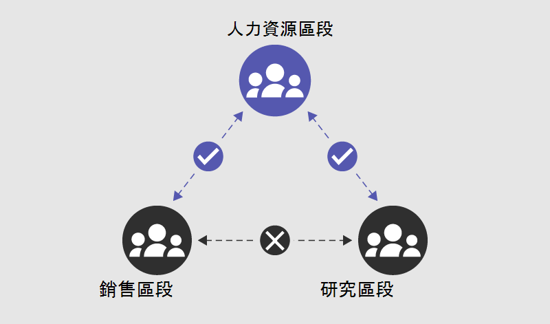 Diagram showing an example of segments in an organization.