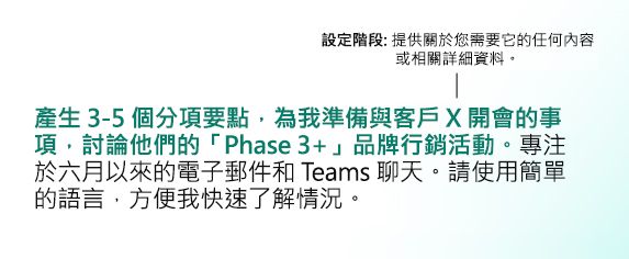 此圖顯示建立提示的第二個步驟 - 設定階段。