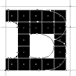 Screenshot showing capital B at 6 points with the middle bar right against the top stem and eliminating the top bowl.