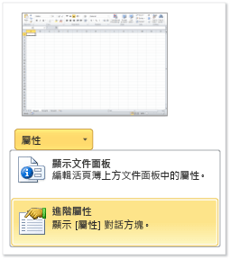 Excel 中的進階屬性。