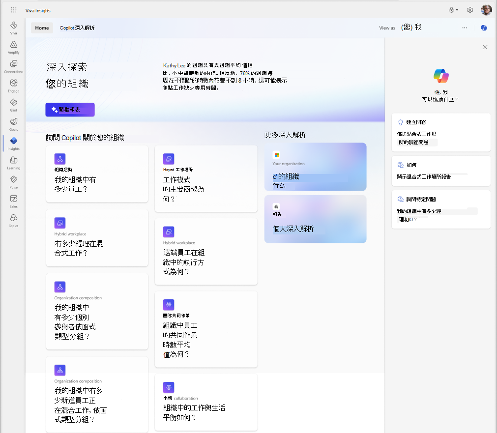 顯示組織深入解析報告的螢幕快照。